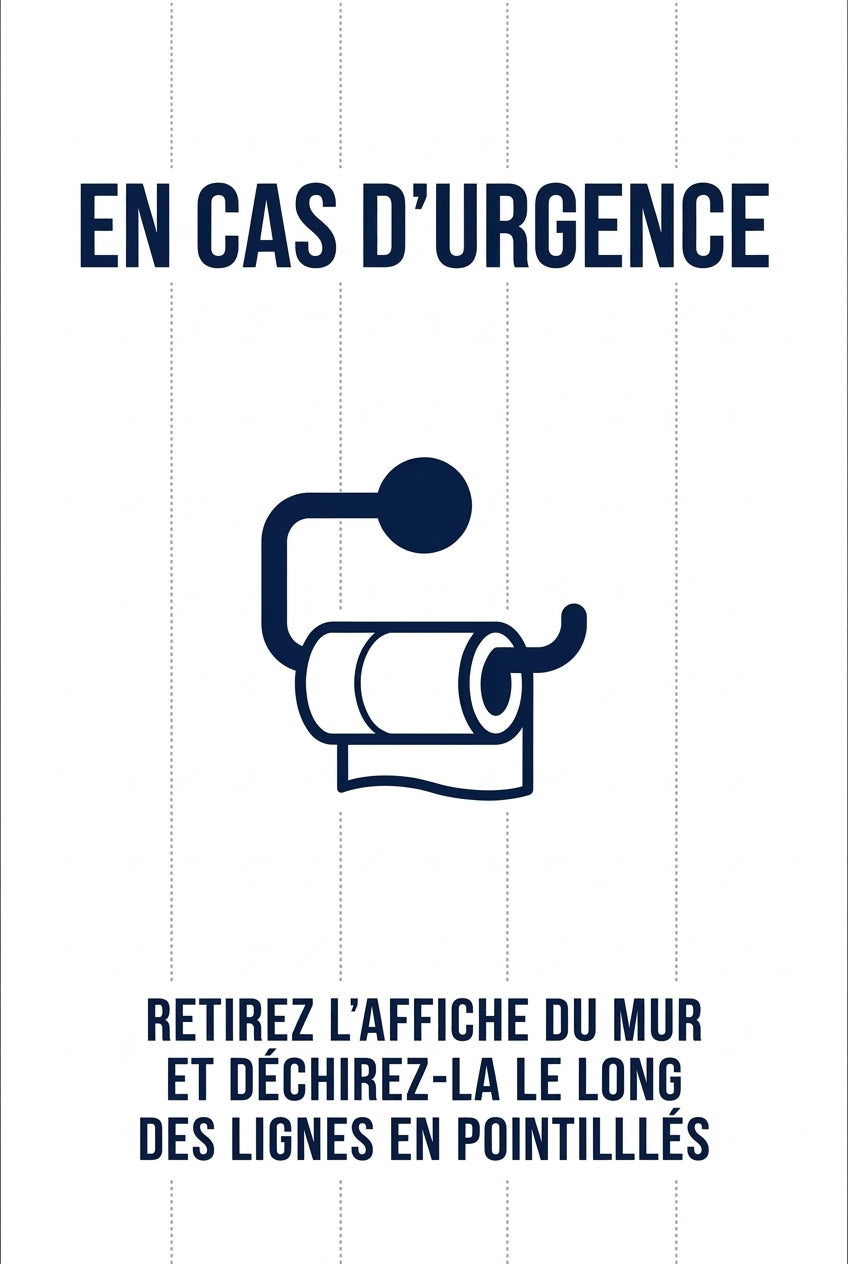 Affiche En Cas d'Urgence, poster humour WC
