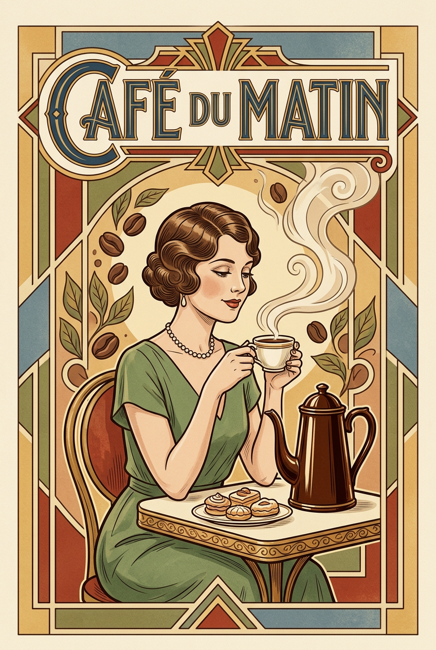 Affiche Café du Matin, style Art Déco