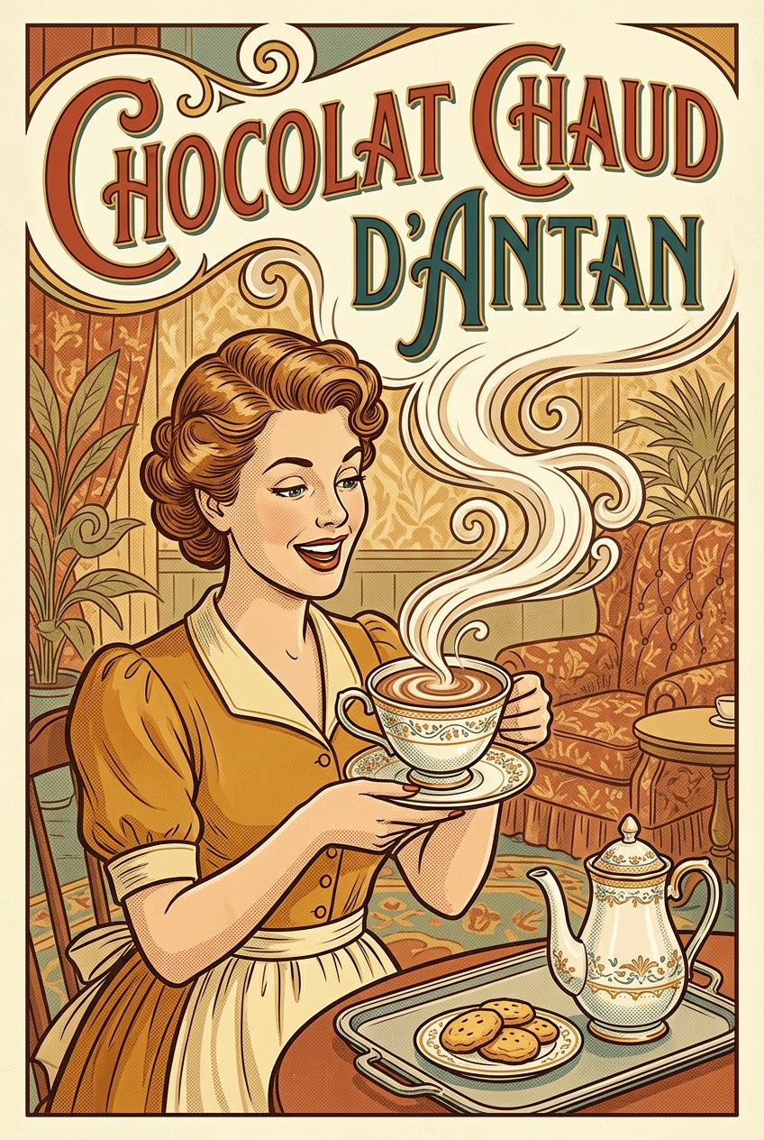 Affiche Chocolat chaud d'Antan, poster vintage