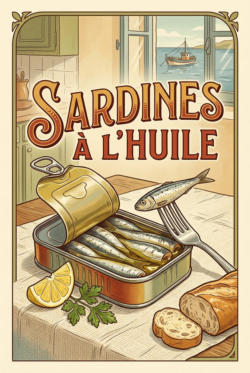 Affiche Sardines à l'huile, poster de cuisine
