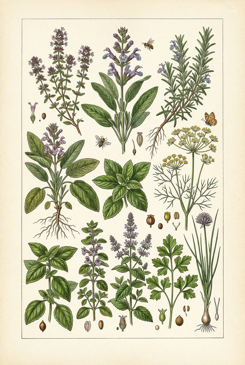 Affiche d'herbes aromatiques, poster de cuisine