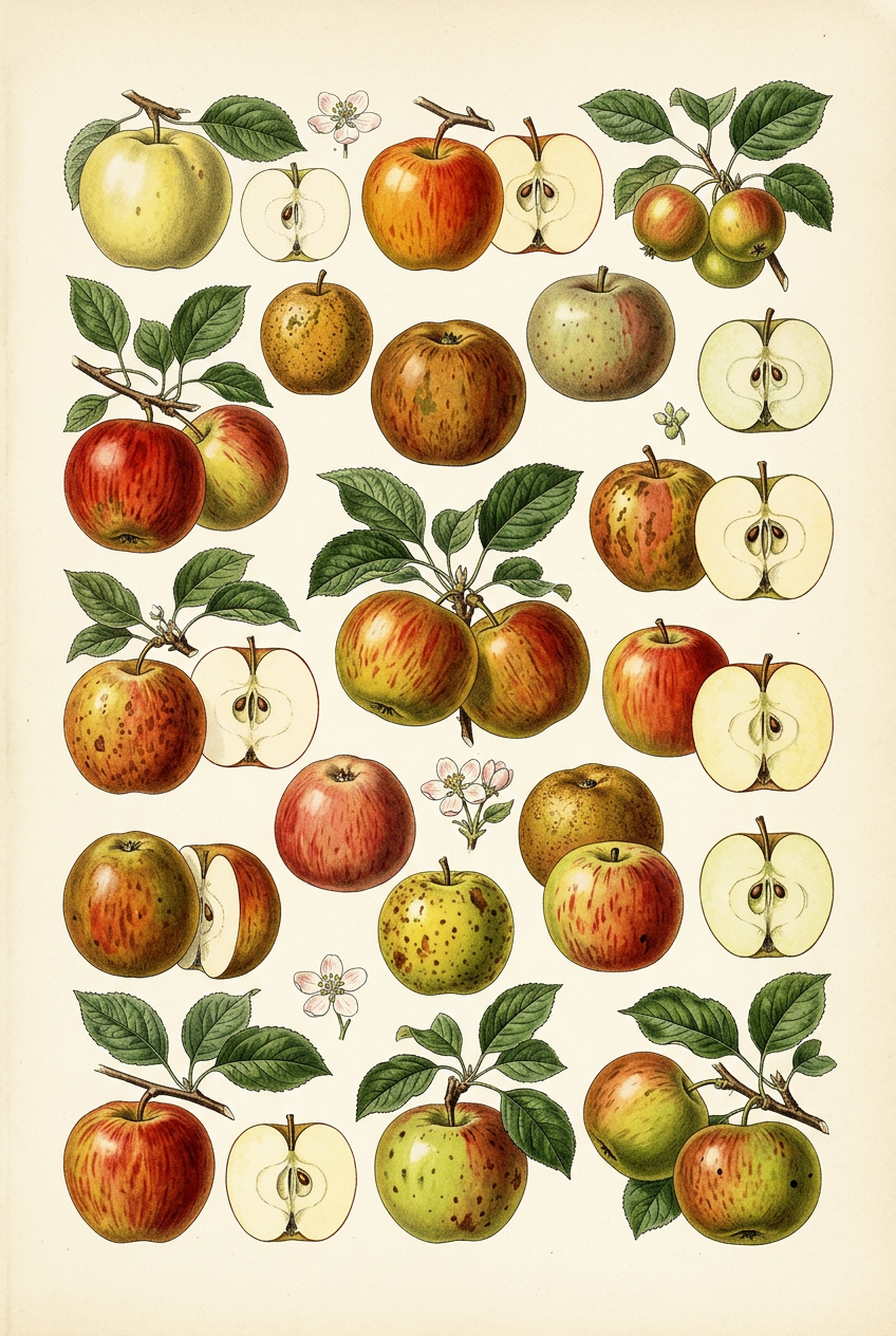 Affiche de pommes, poster planches botaniques