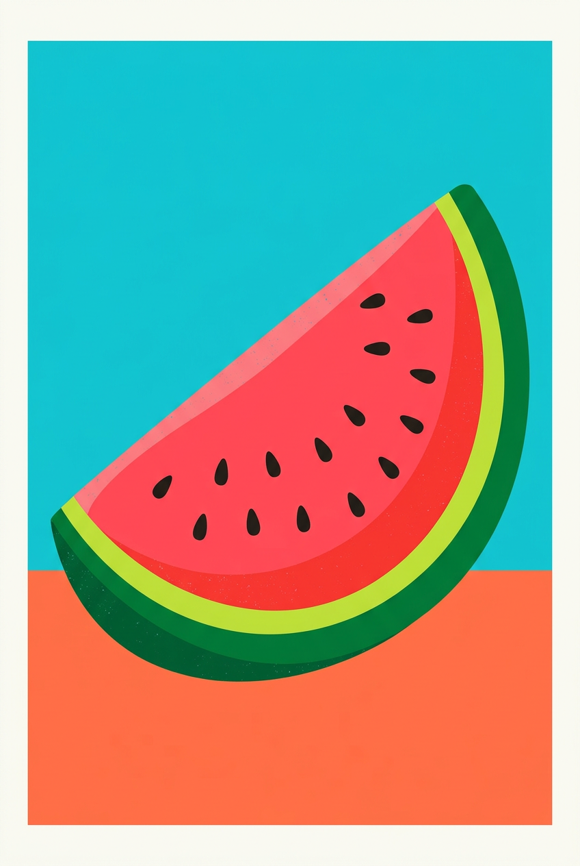 Affiche de pastèque, poster cuisine pop