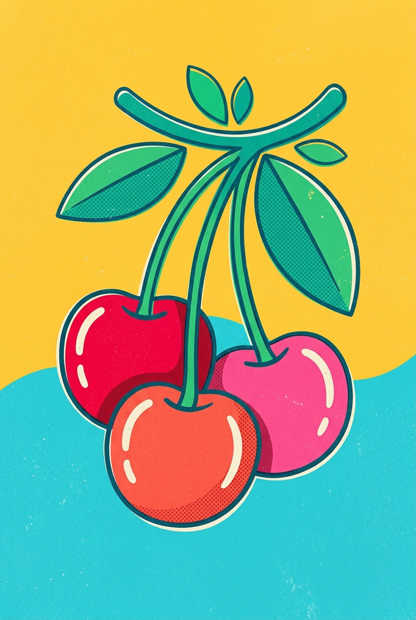 Affiche de cerises, poster style pop art