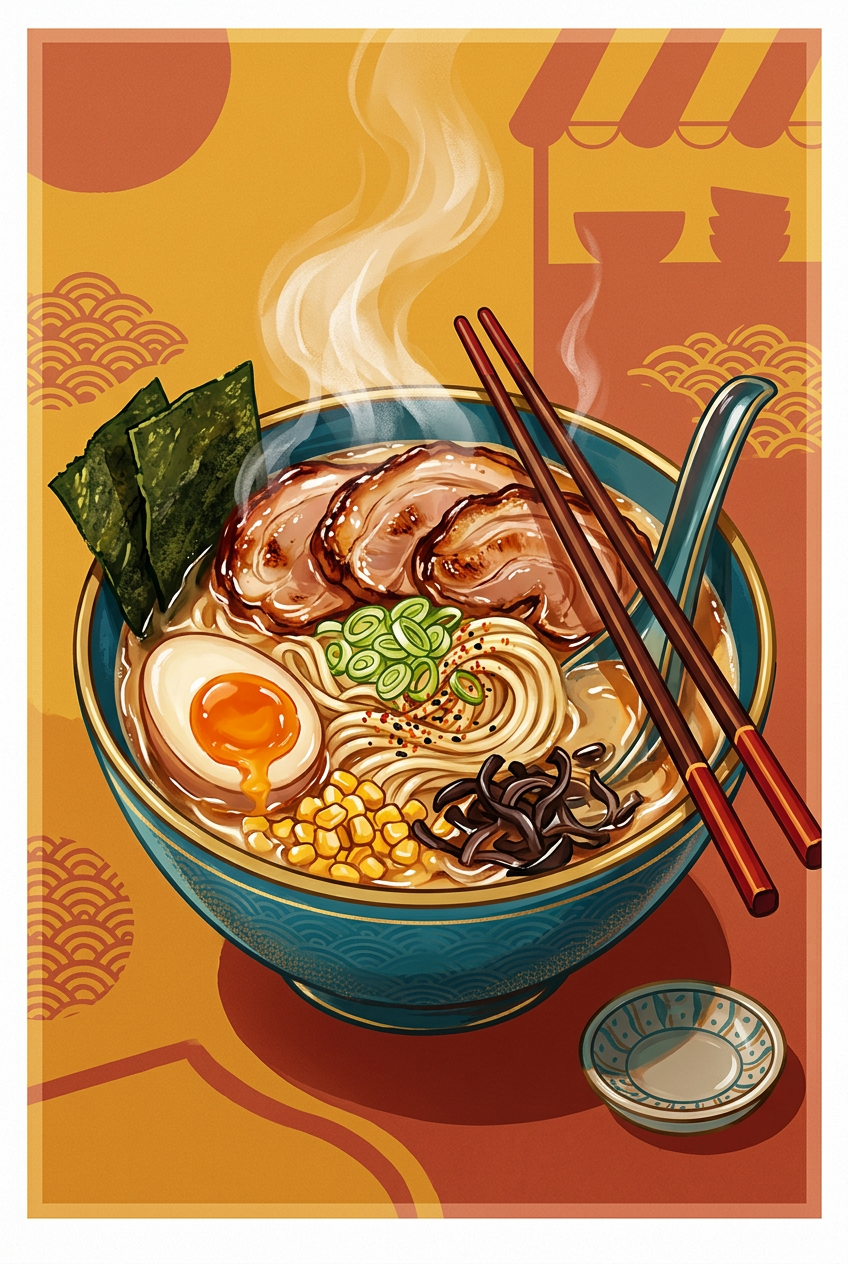 Affiche de Ramen, poster bol de nouilles