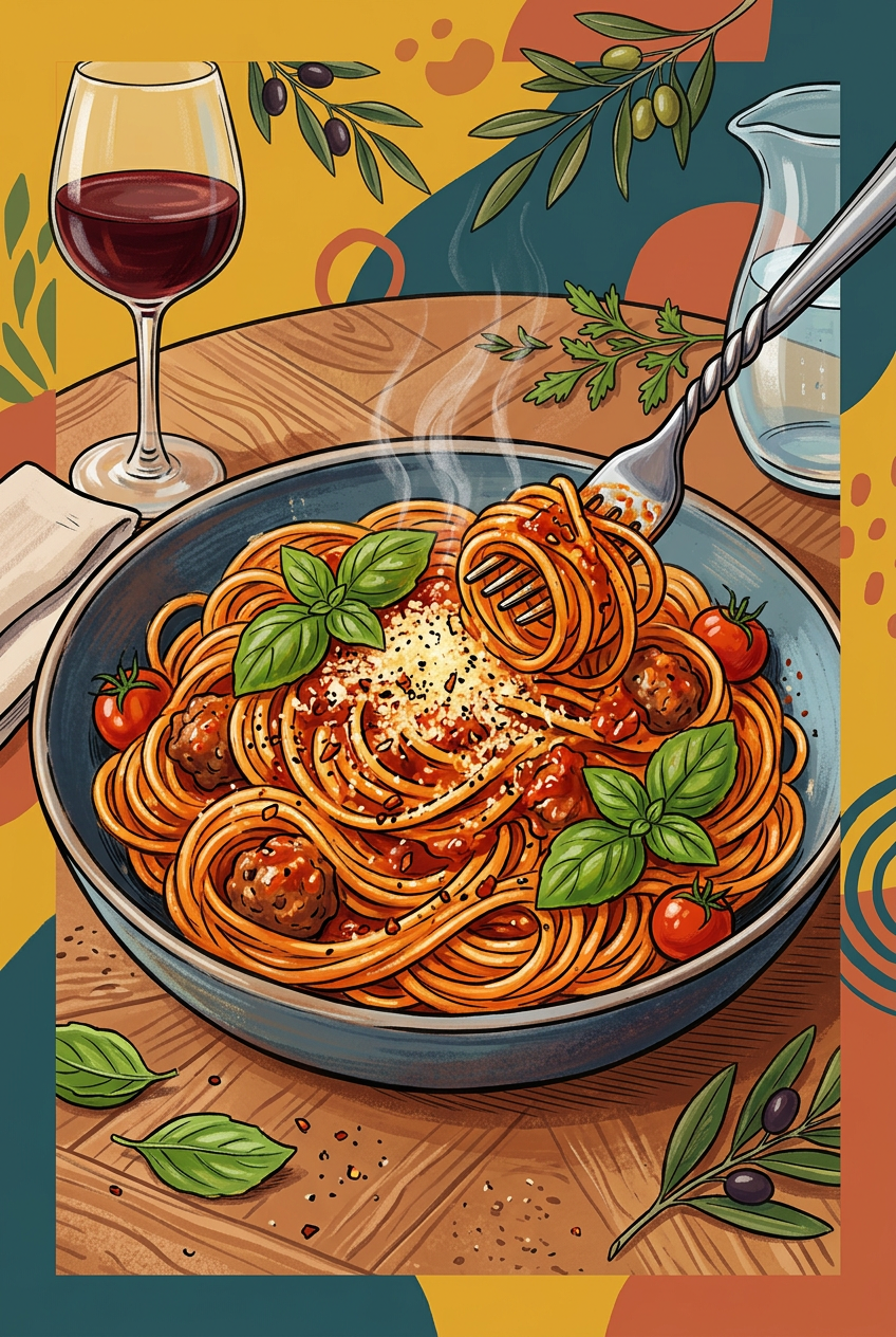 Affiche de pâtes, poster cuisine italienne
