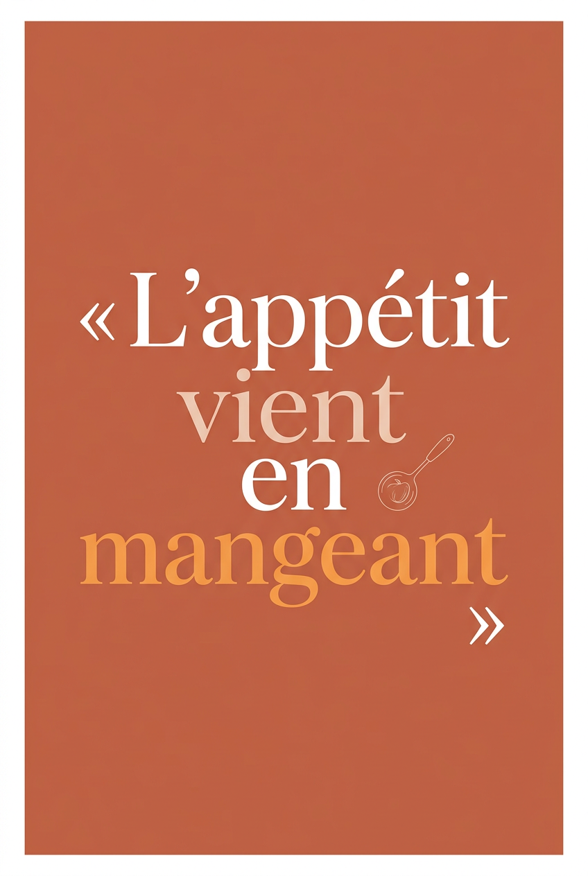 Affiche L'appétit vient en mangeant, poster cuisine