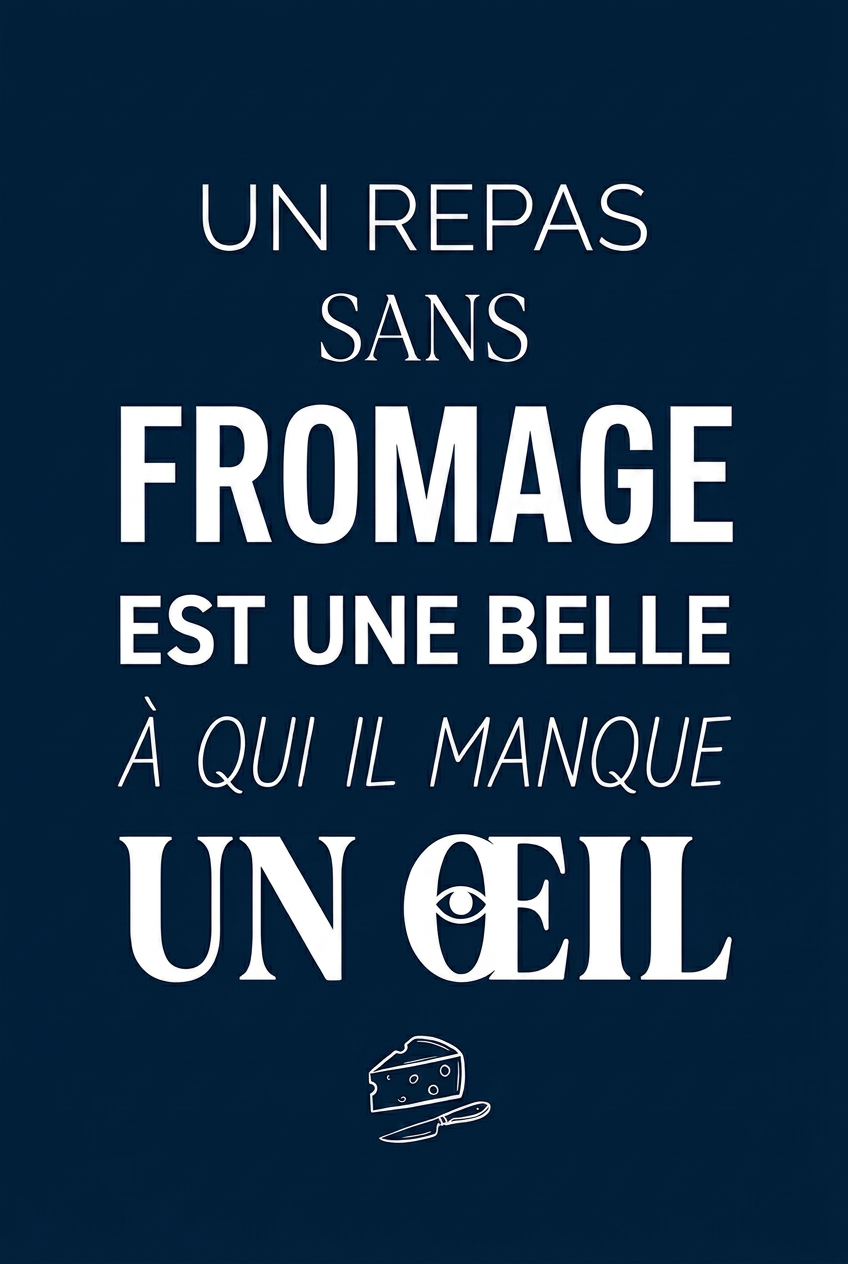 Affiche de cuisine sur le fromage, poster ocre