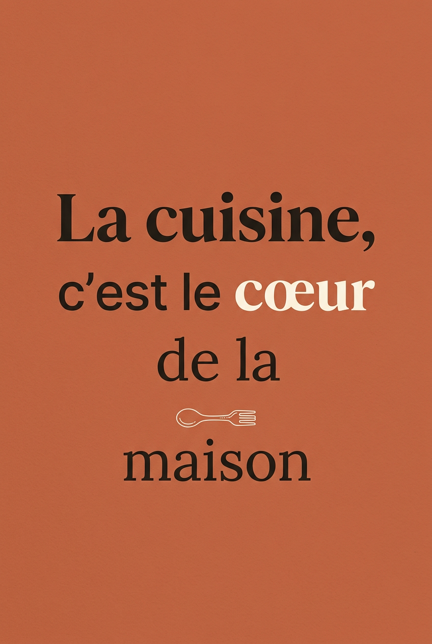 Affiche La cuisine, poster texte terre de Sienne