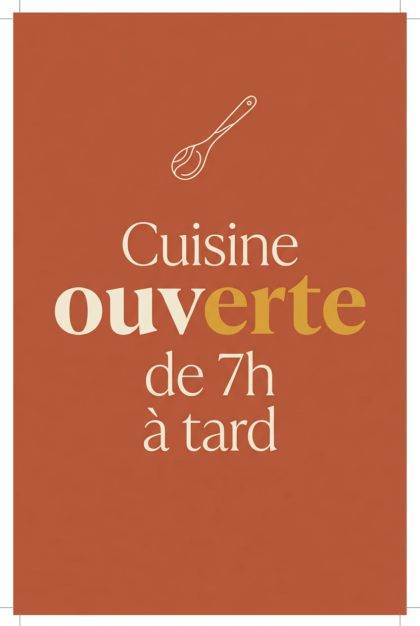 Affiche Cuisine ouverte, poster terre cuite