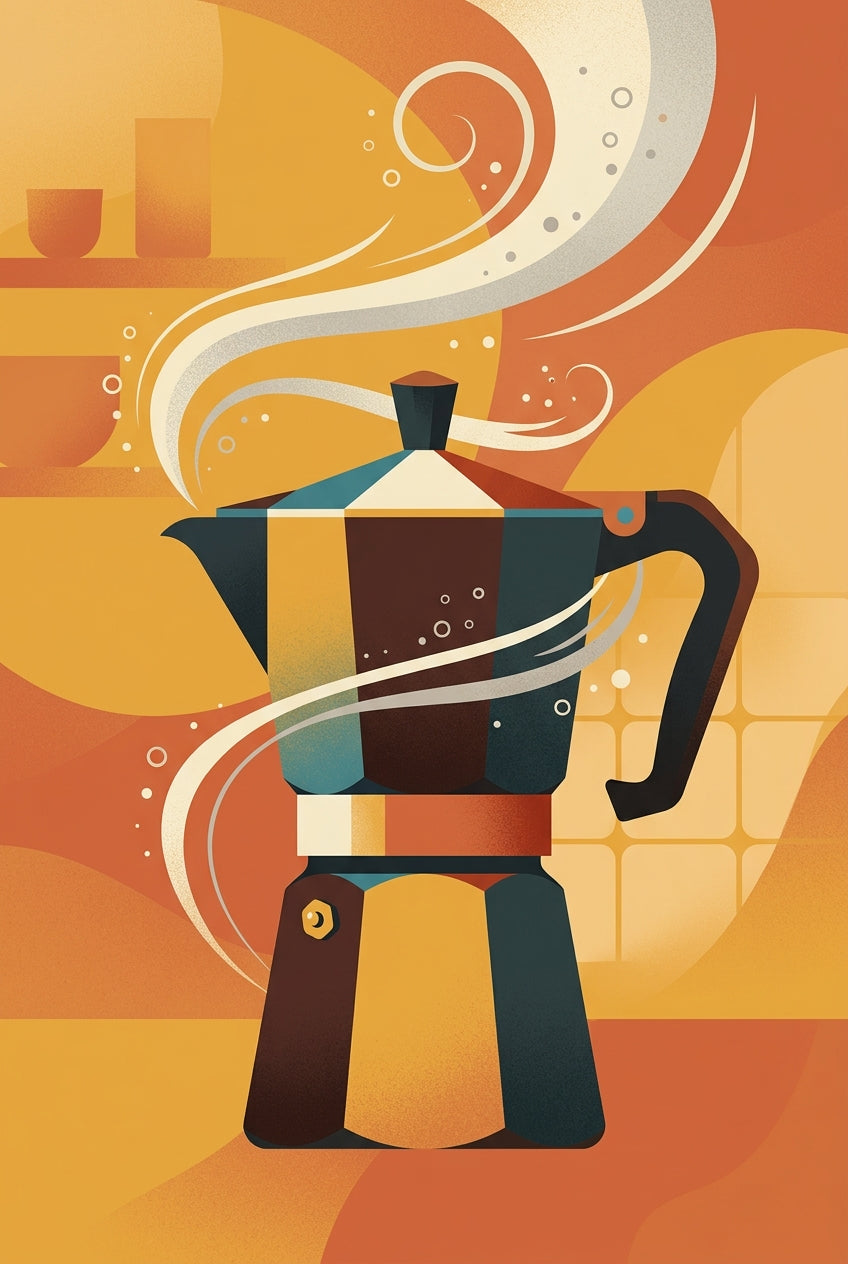 Affiche de cafetière italienne, poster rétro