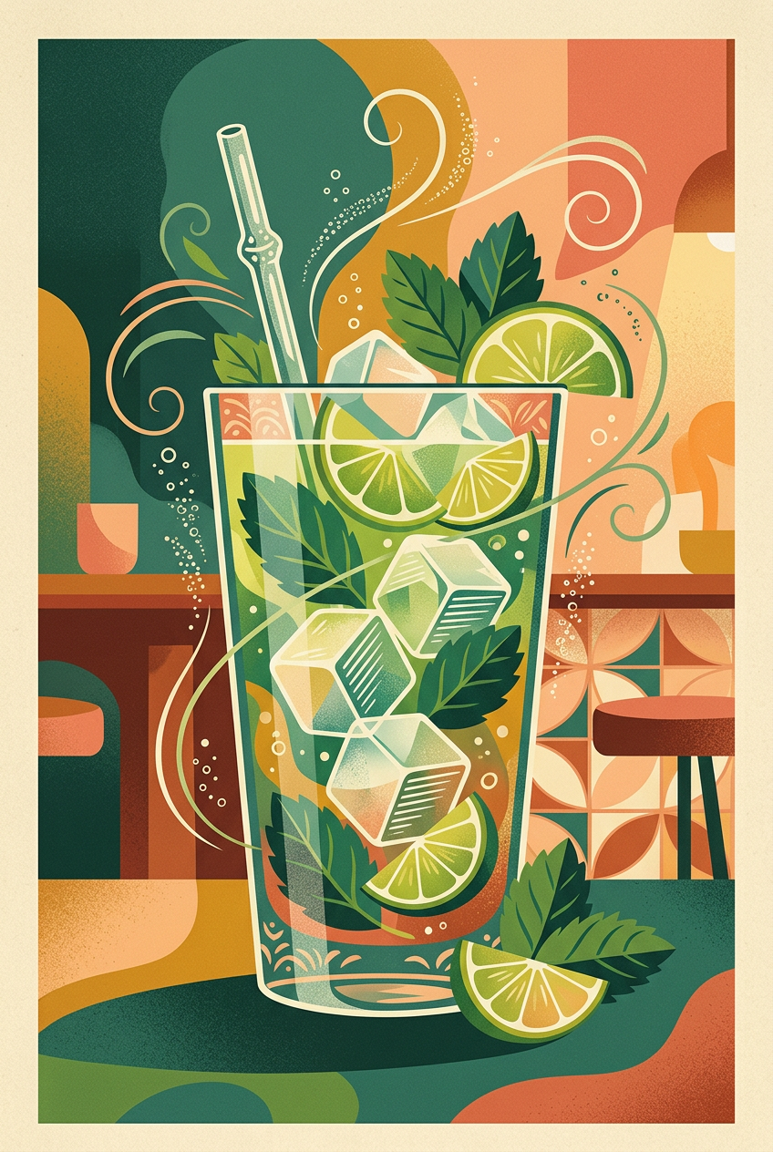 Poster du Mojito, affiche cocktail menthe