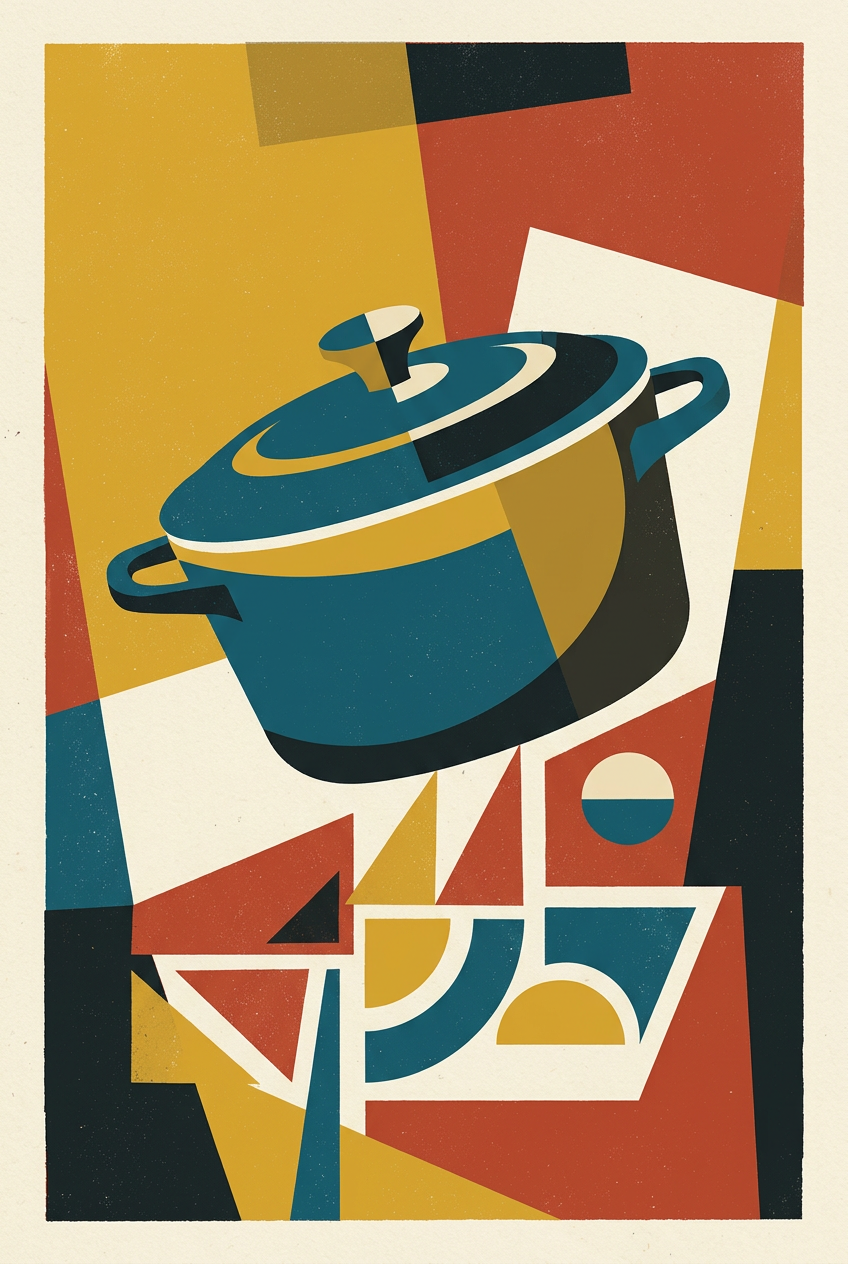 Affiche Cocotte en fonte, poster cubiste