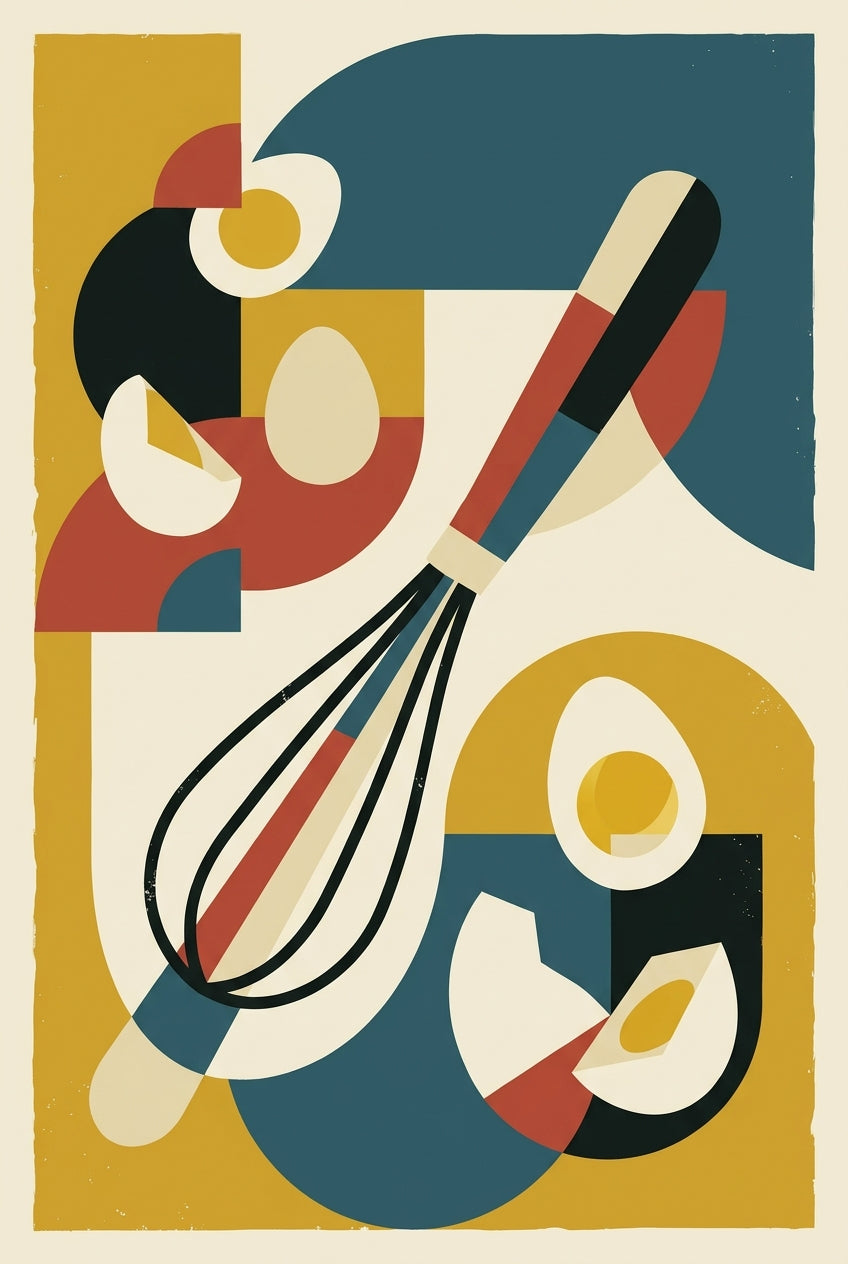 Affiche de cuisine, poster fouet et œufs