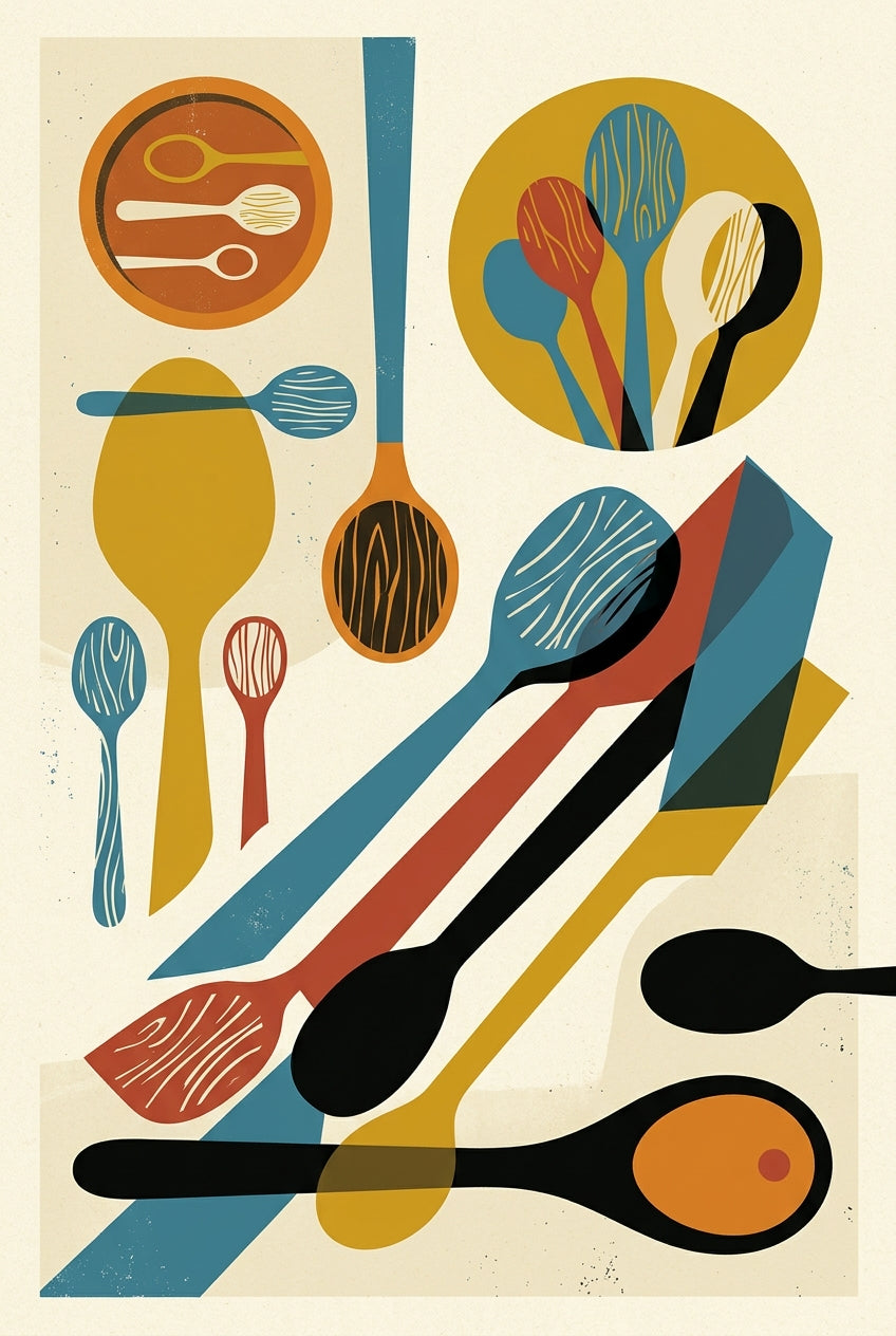 Affiche de cuillères, poster style rétro