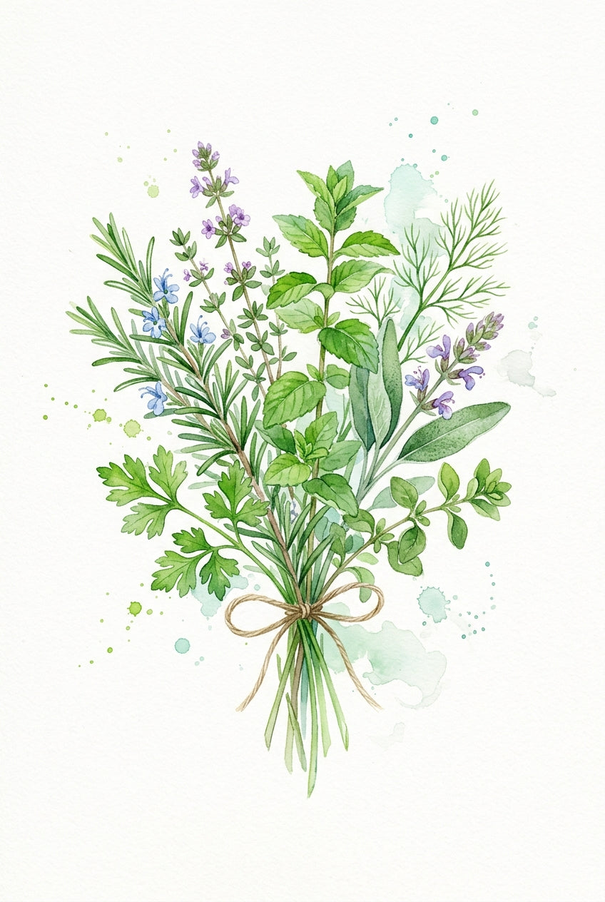 Affiche d'herbes aromatiques, poster bouquet cuisine