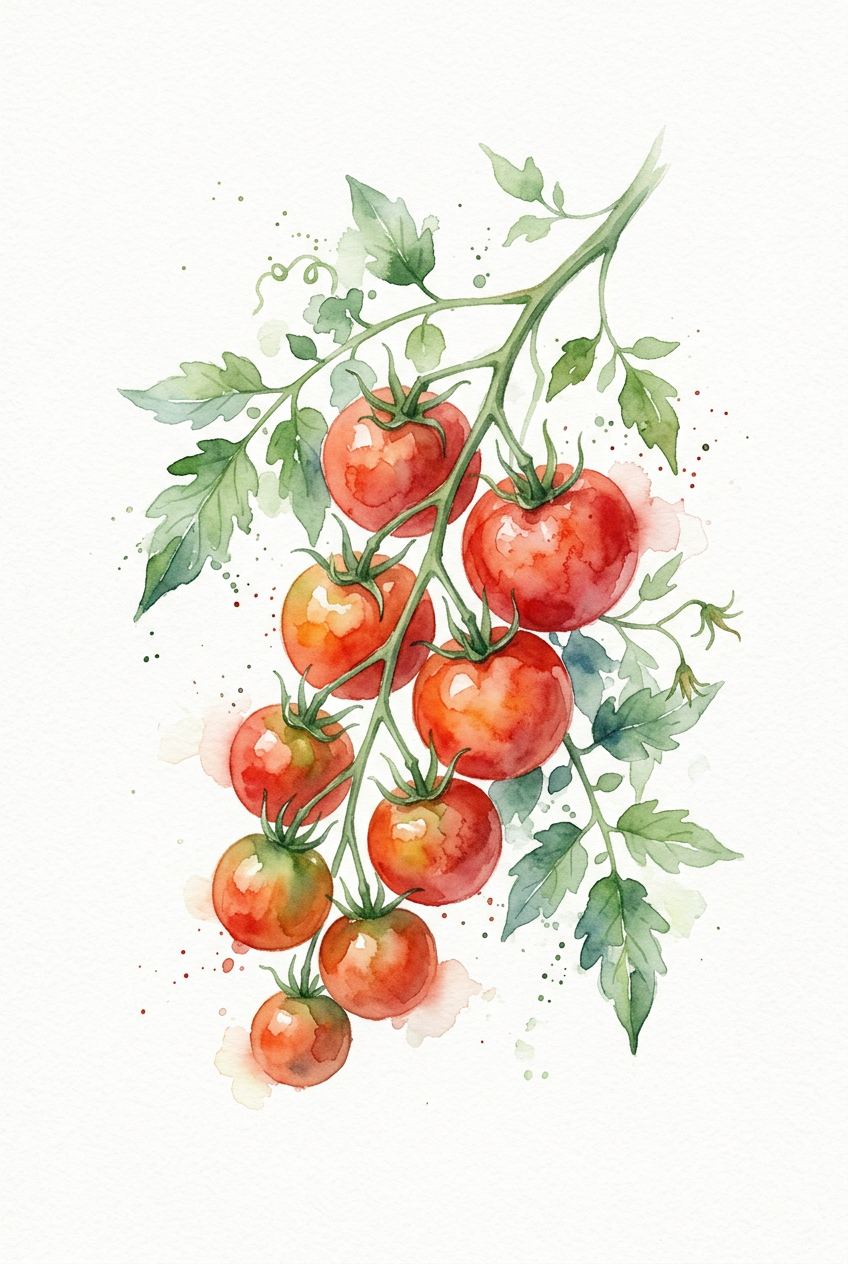 Affiche de Tomates cerises, poster aquarelle