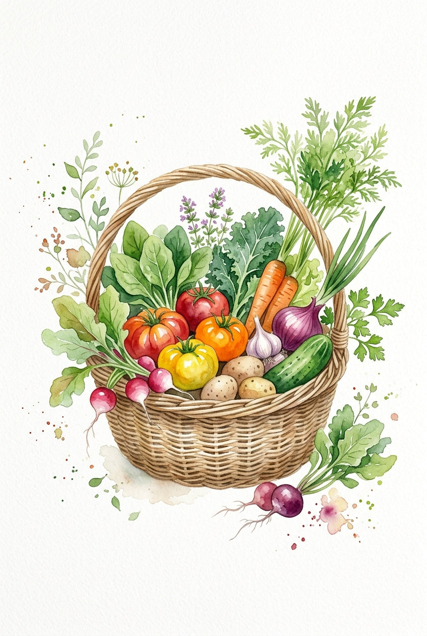 Poster de légumes de saison, panier d'automne