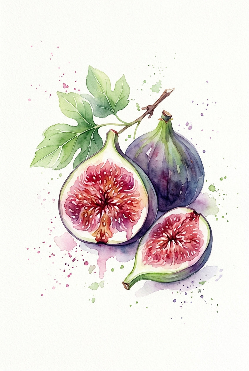 Affiche de figues, poster cuisine aquarelle