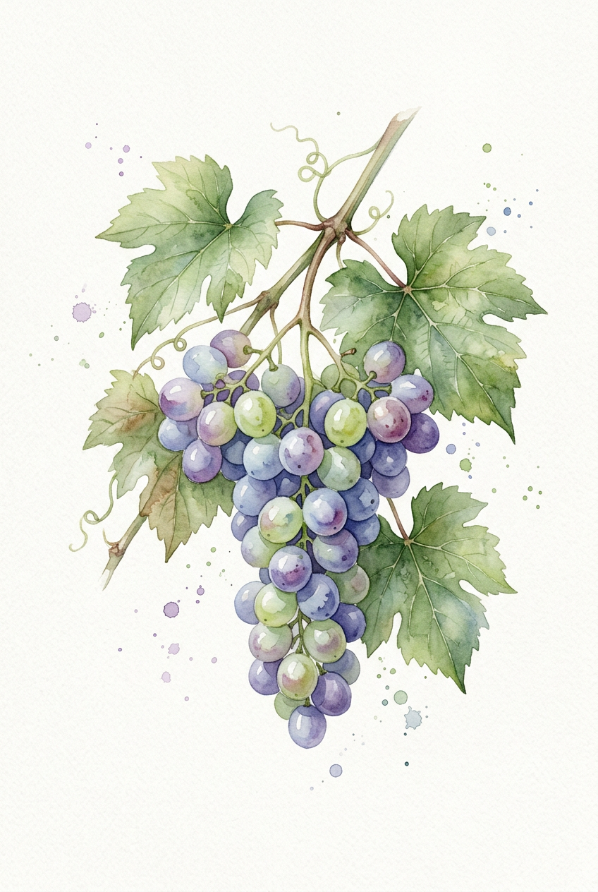 Affiche de raisin, poster aquarelle