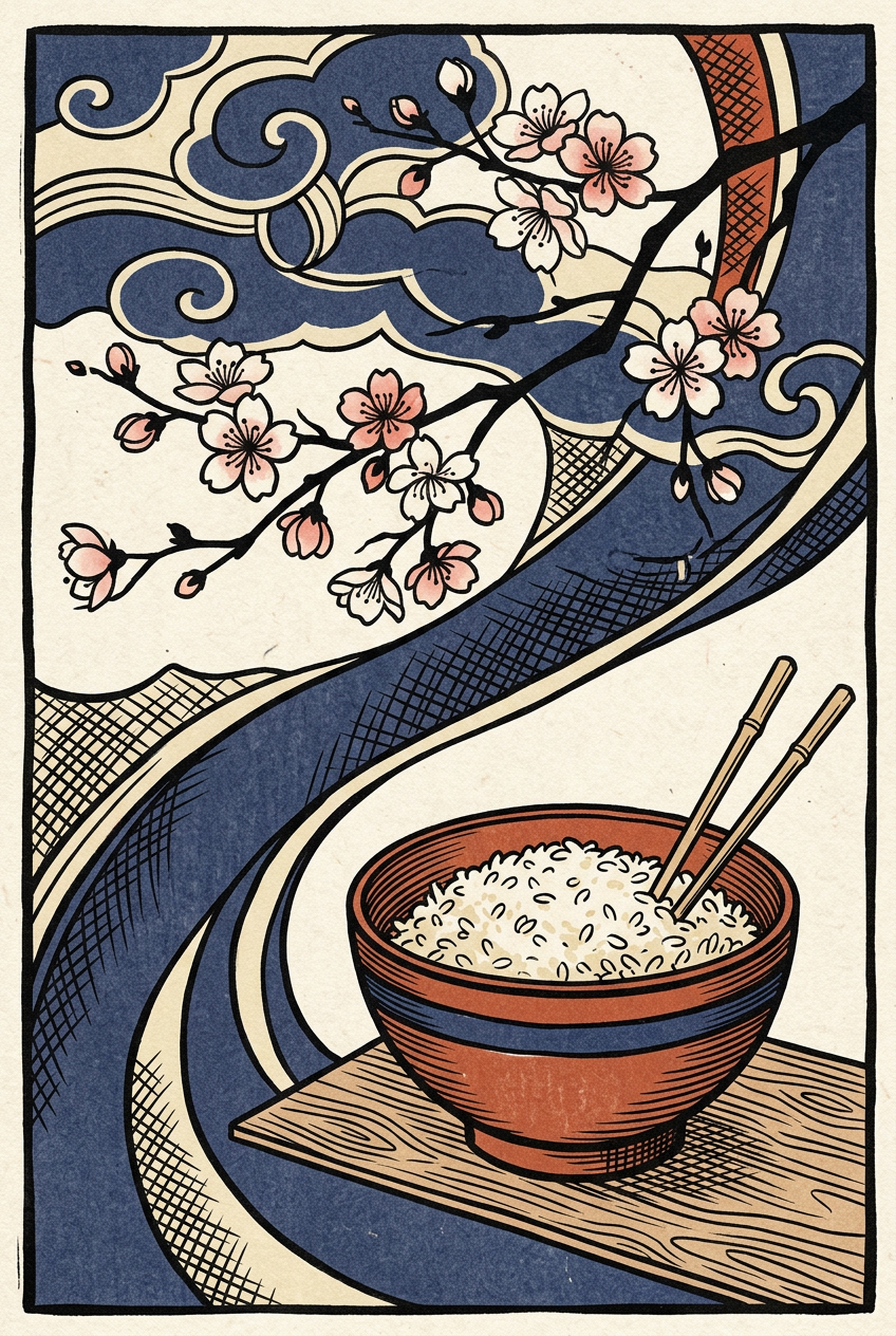 Affiche de riz Japonais, poster fleurs de cerisier