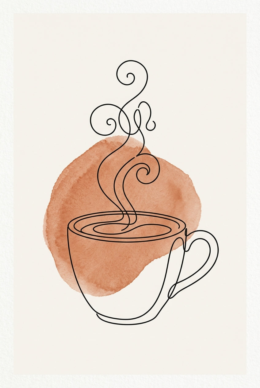 Poster de café, tasse line art
