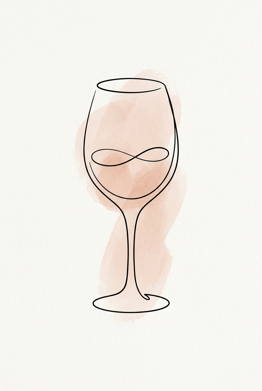 Affiche de verre de vin, poster trait continu