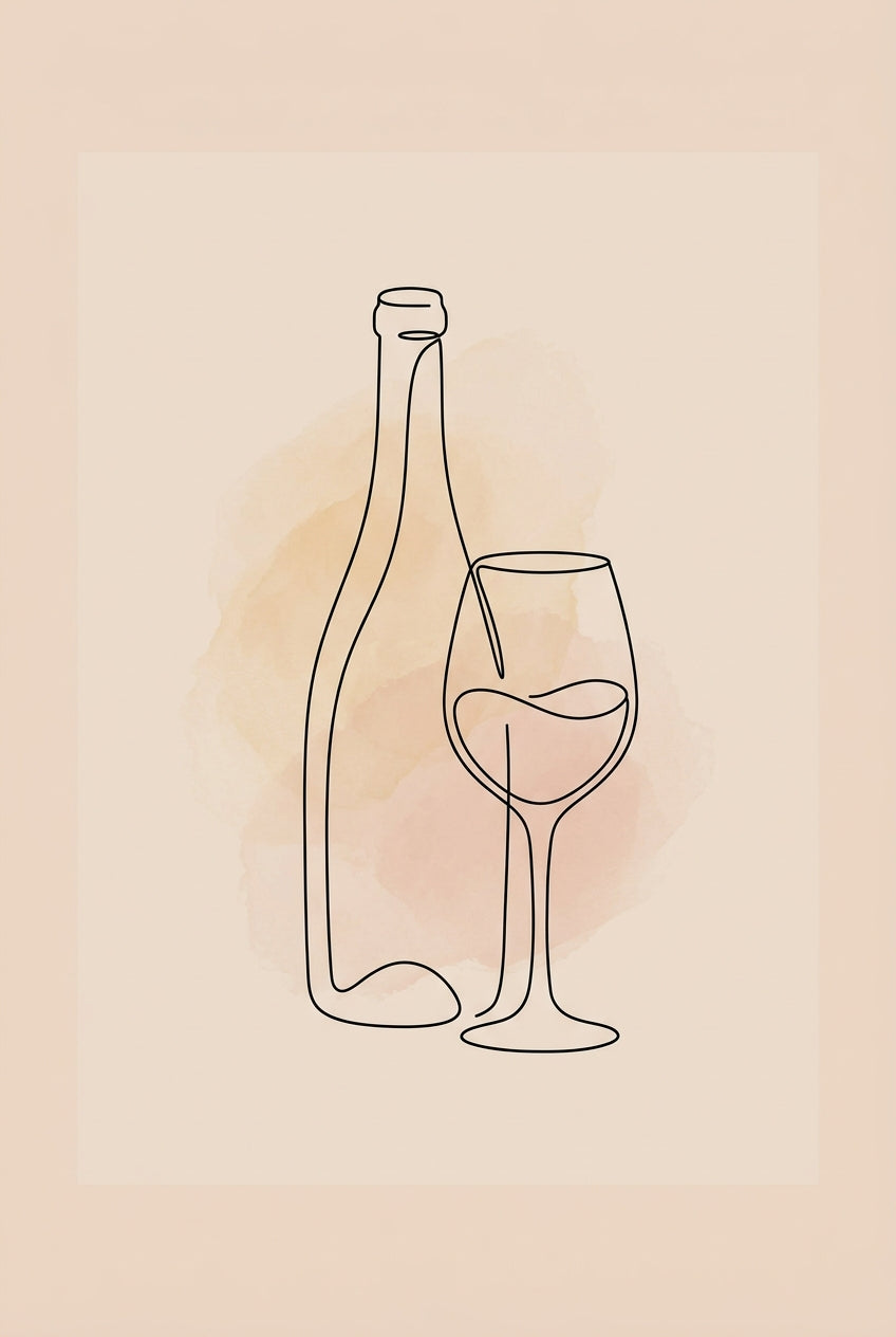 Affiche de vin, poster line art minimaliste