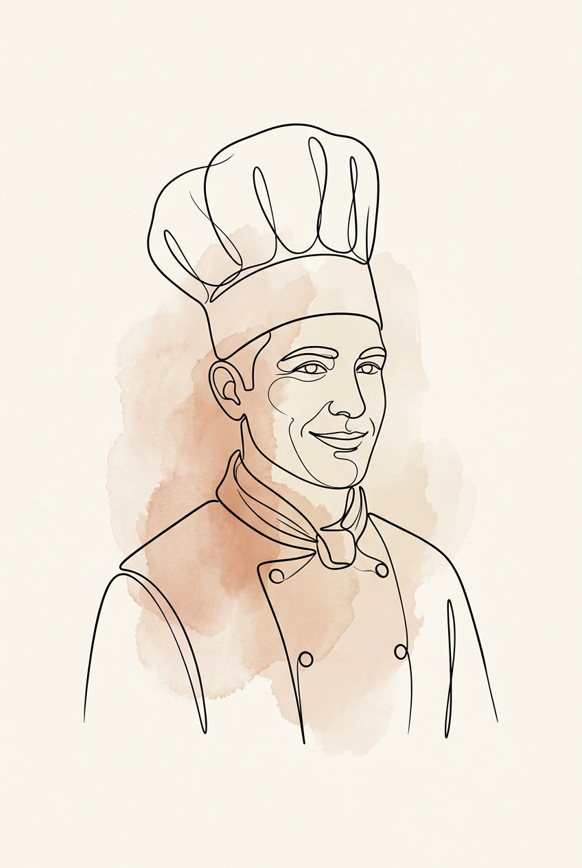 Affiche de cuisinier, poster line art cuisine