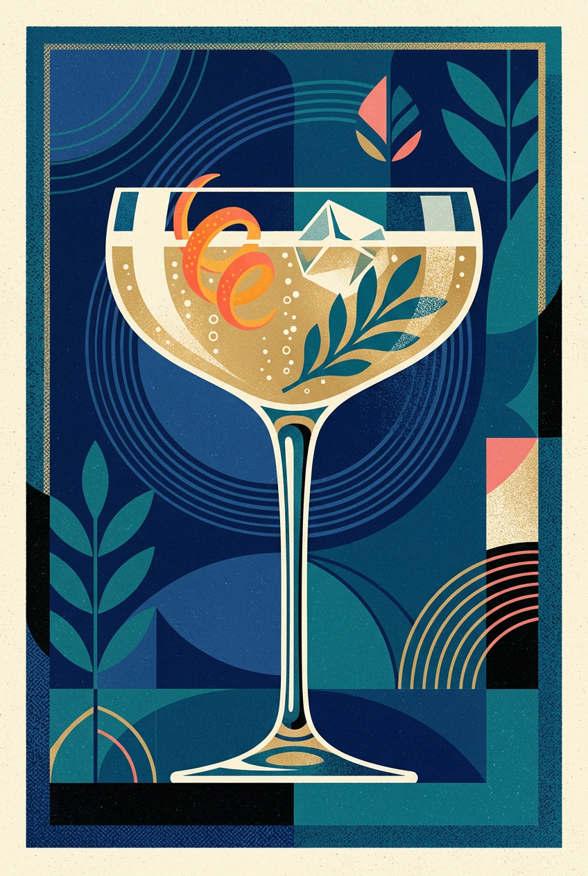 Affiche Cocktail de cuisine, poster Art Déco