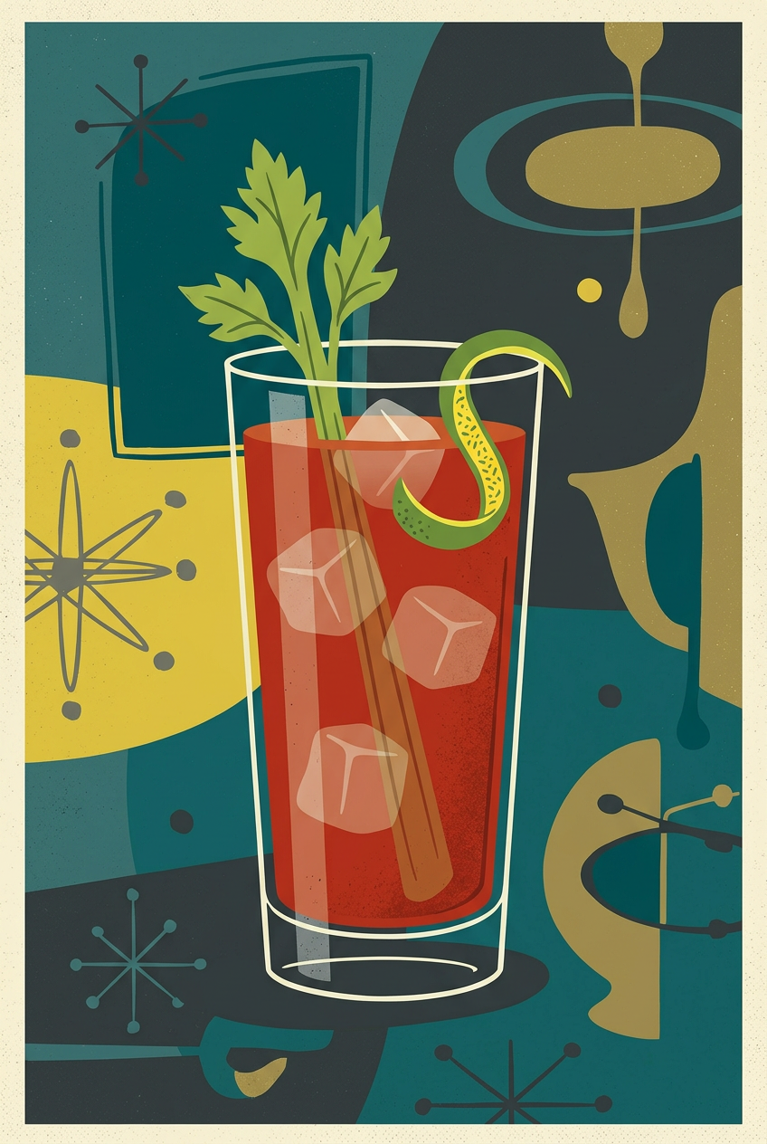Poster Bloody Mary, style vintage cocktail