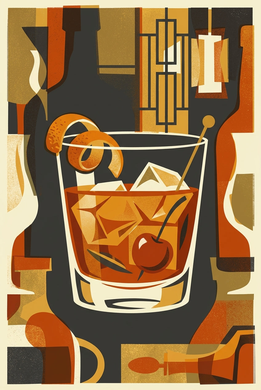 Affiche du cocktail Negroni, style vintage