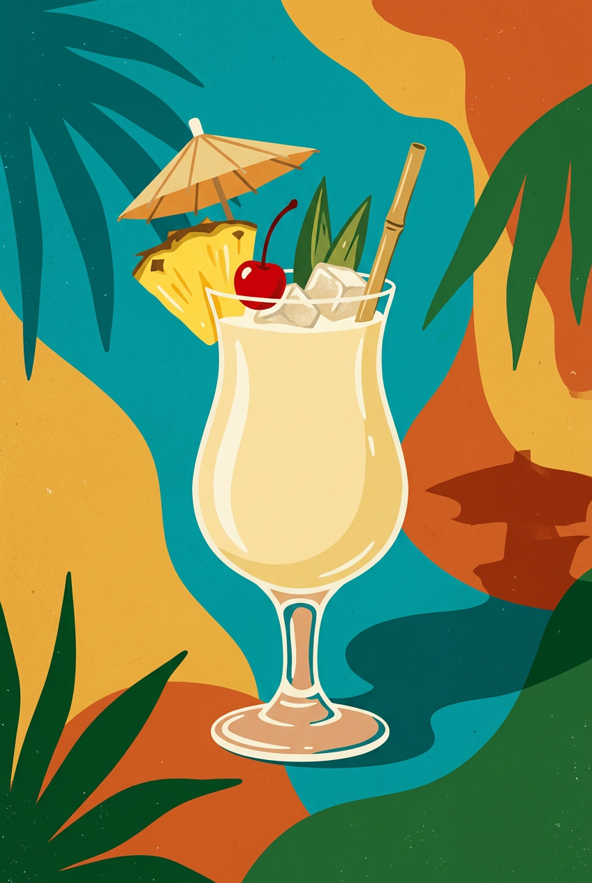 Affiche Piña Colada, poster cocktail exotique
