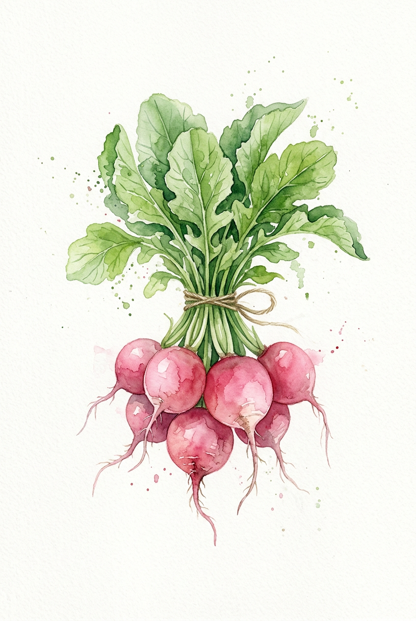 Affiche de radis, poster aquarelle cuisine