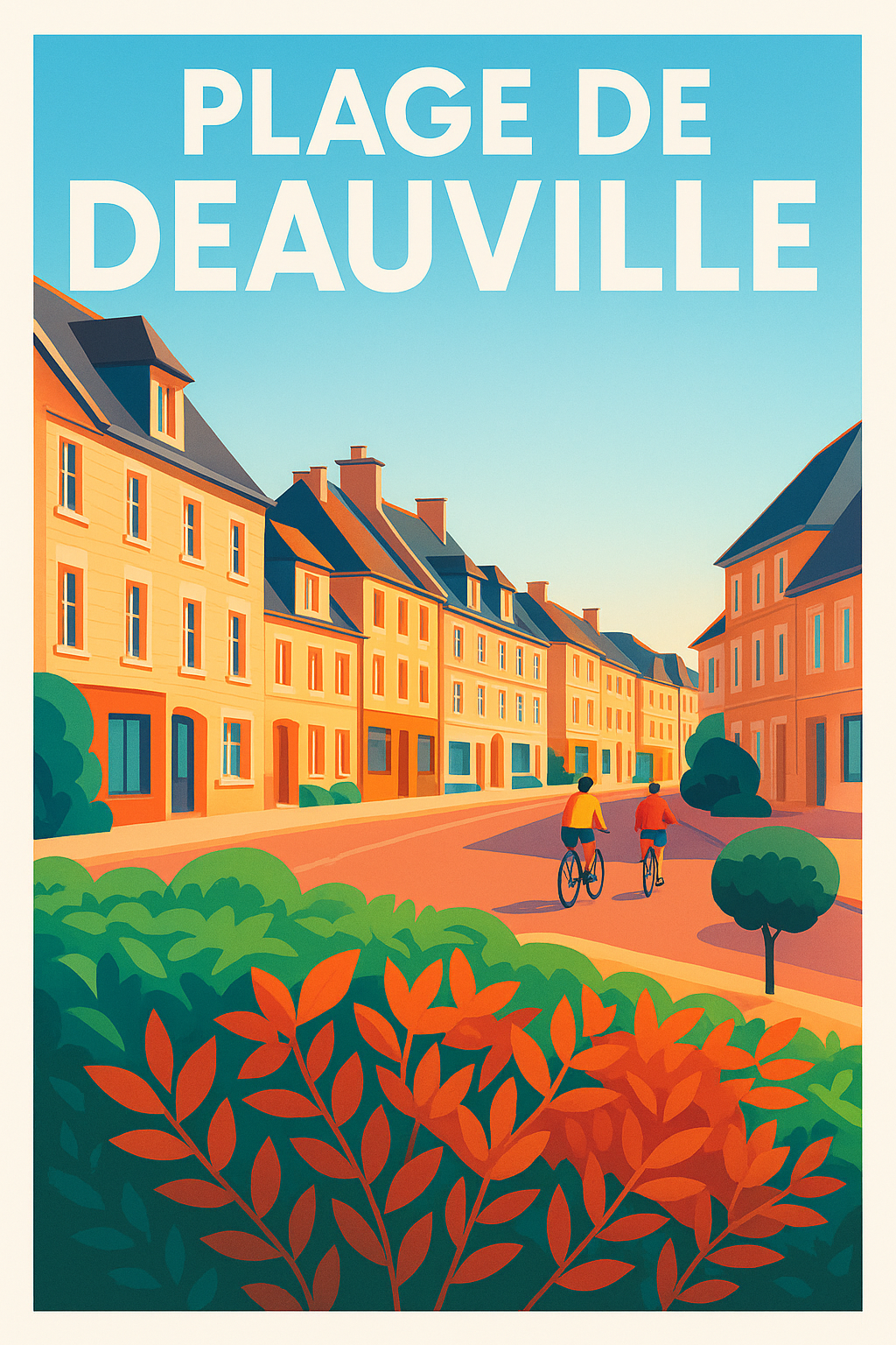 Affiche de Plage de Deauville - L'élégance balnéaire entre architecture et vélo