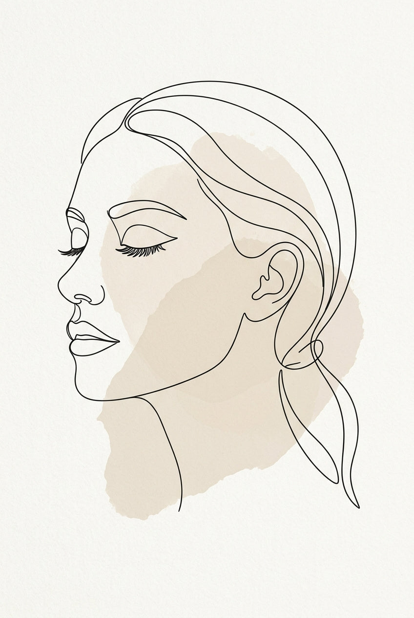 Affiche Chambre Visage Féminin - Poster Line Art