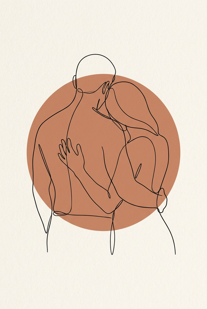 Affiche Chambre Couple Enlacé - Poster Line Art