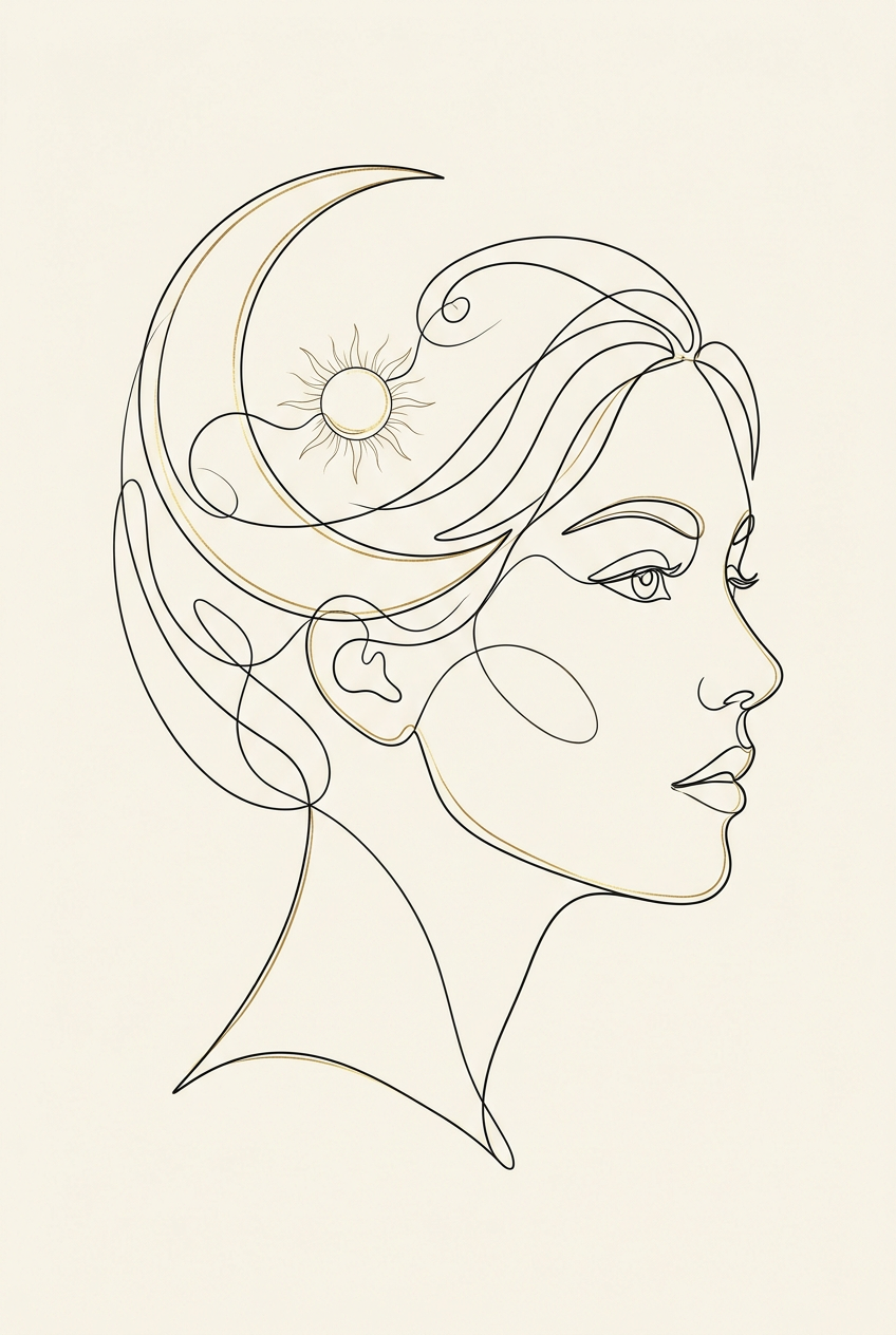 Affiche Chambre Visage Céleste - Poster Line Art