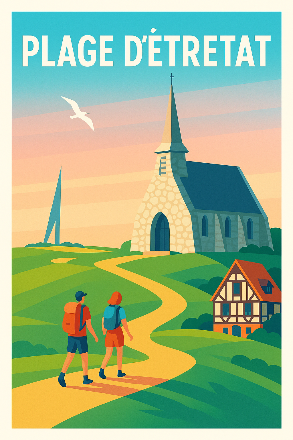 Affiche de Plage d'Étretat - L'élégance sauvage de la côte normande