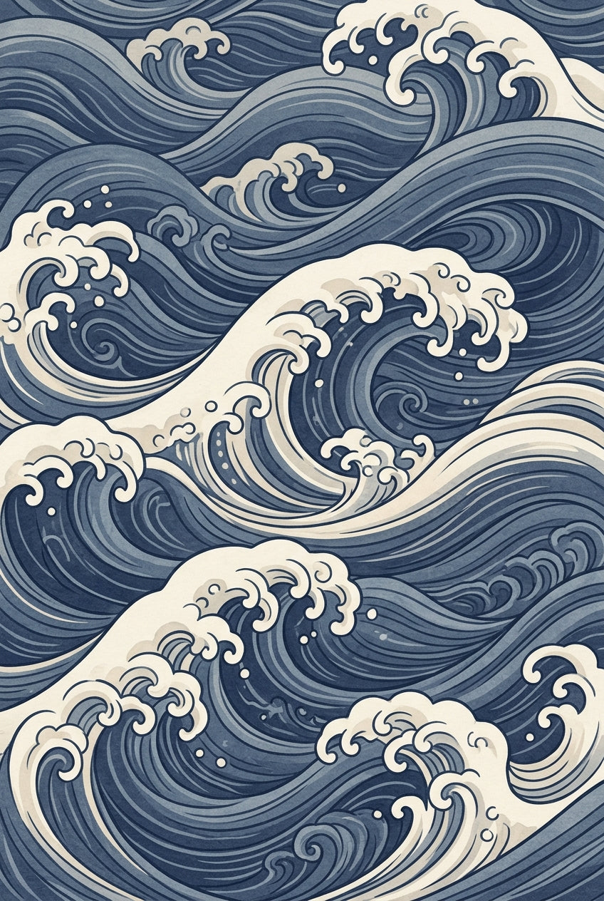 Affiche Chambre Vagues Japonaises - Poster Zen