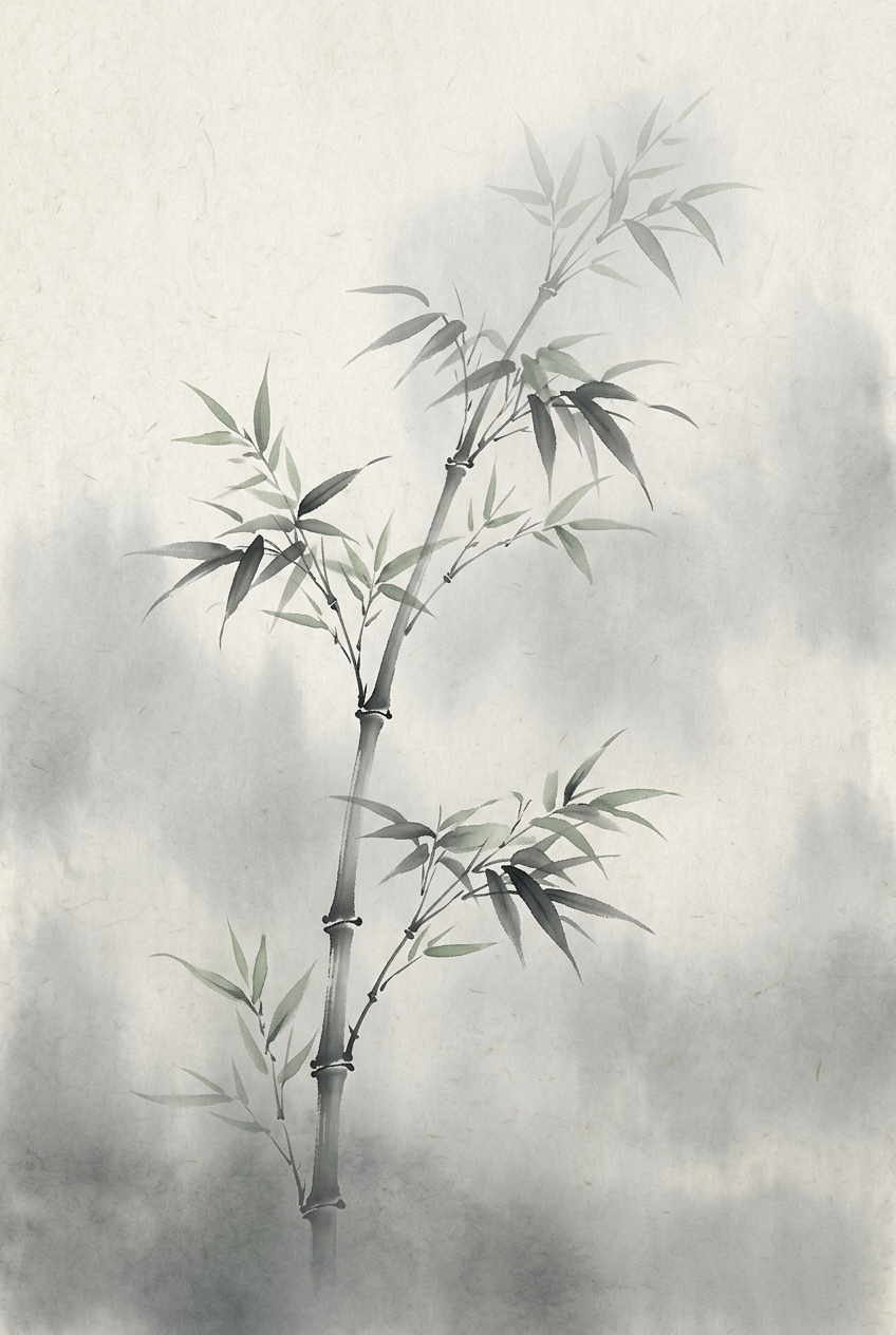 Affiche Chambre Bambou Brume - Poster Zen