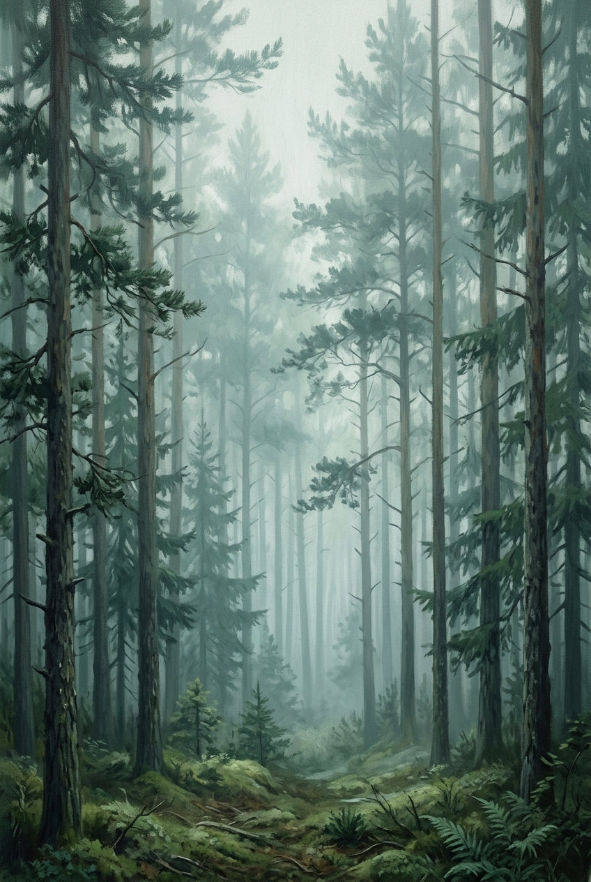 Affiche Chambre Forêt dans la Brume - Poster Paysage