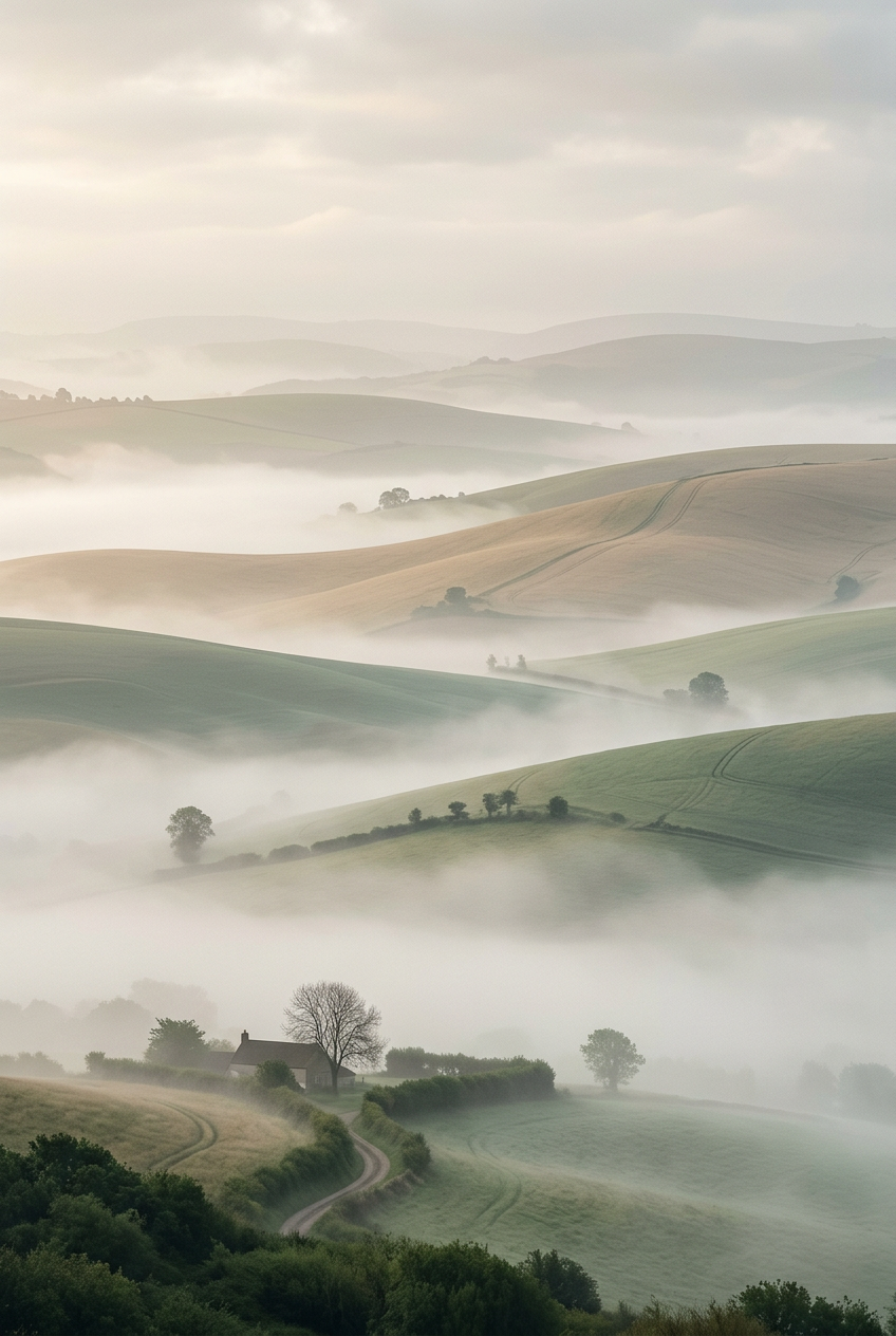 Affiche Chambre Collines Brumeuses - Poster Paysage