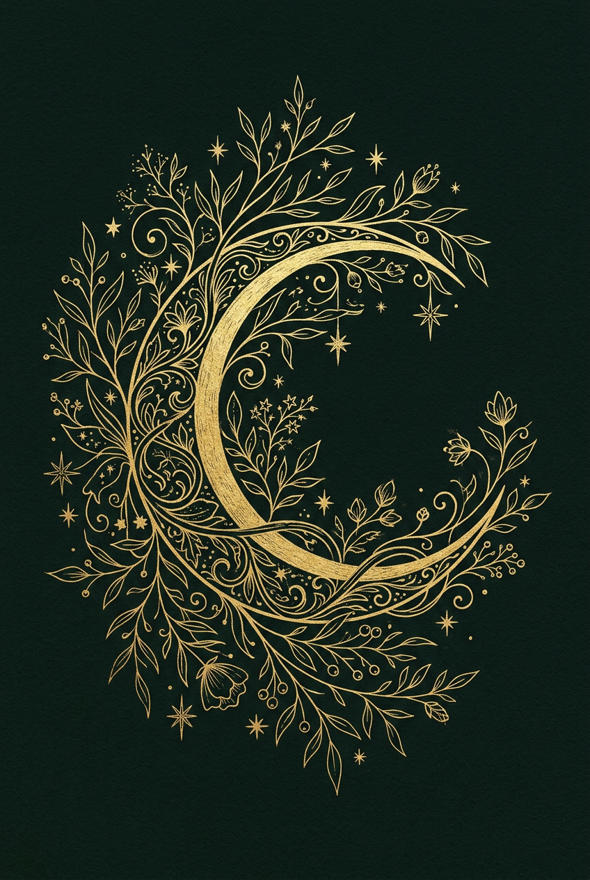 Affiche Chambre Lune Botanique - Poster Céleste