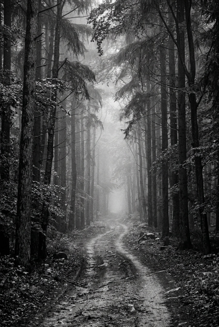 Affiche Chambre Forêt Brumeuse - Poster Noir et Blanc