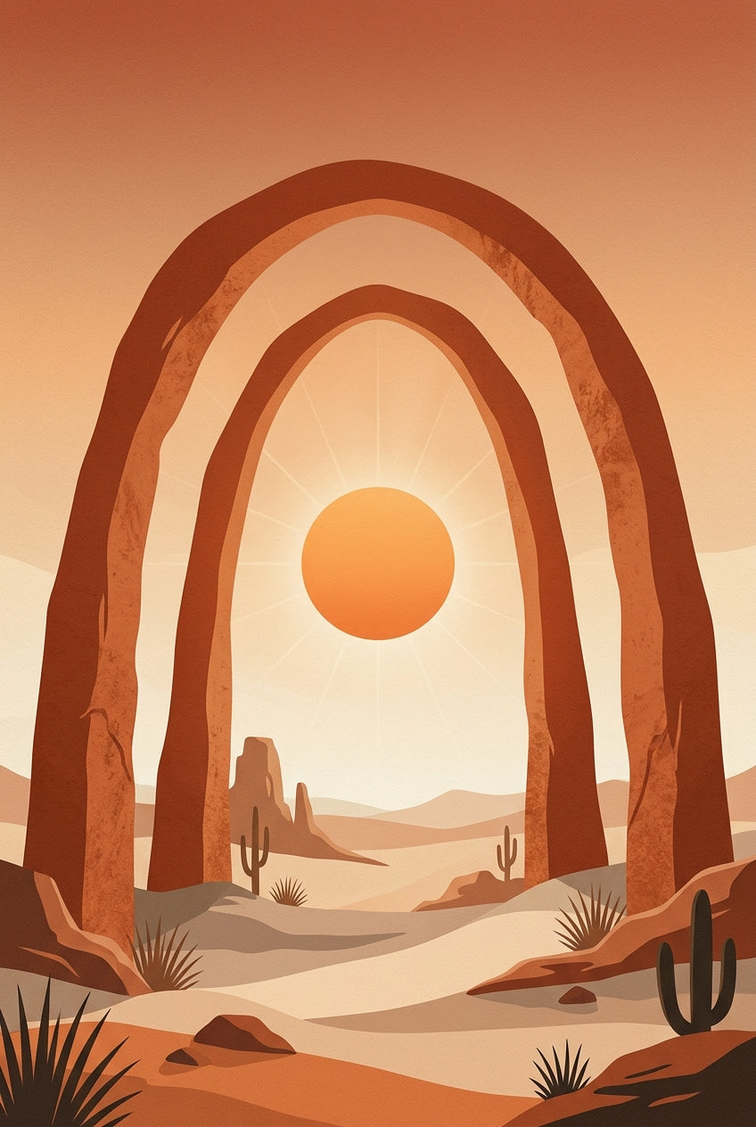 Affiche Chambre Soleil entre les Arches - Poster Boho