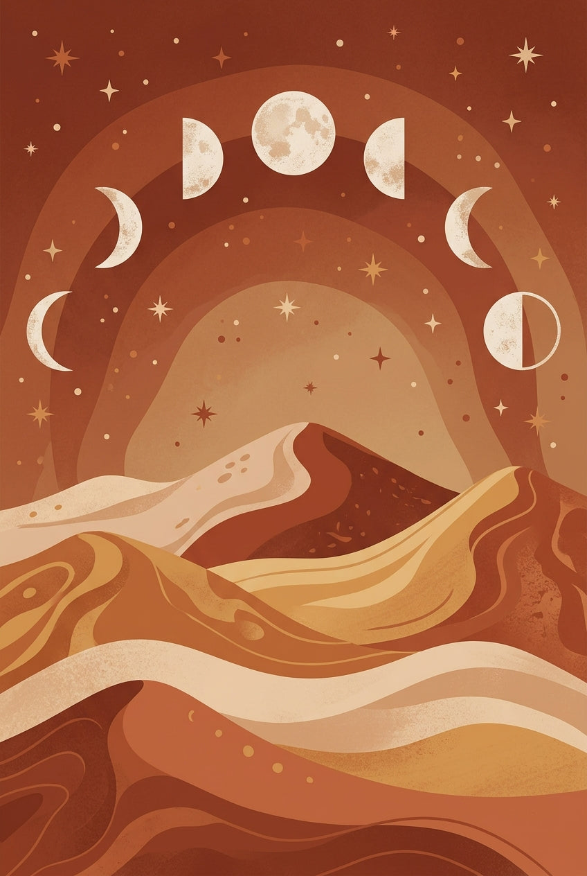 Affiche Chambre Lune sur les Dunes - Poster Boho