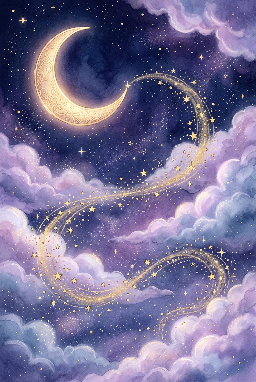 Affiche Chambre Ado Lune Étoilée - Poster Céleste