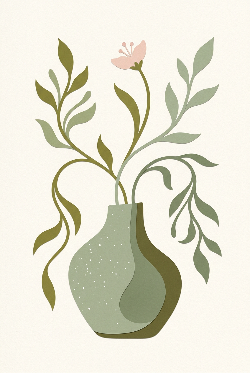 Affiche Chambre Ado Vase Abstrait - Poster Botanique