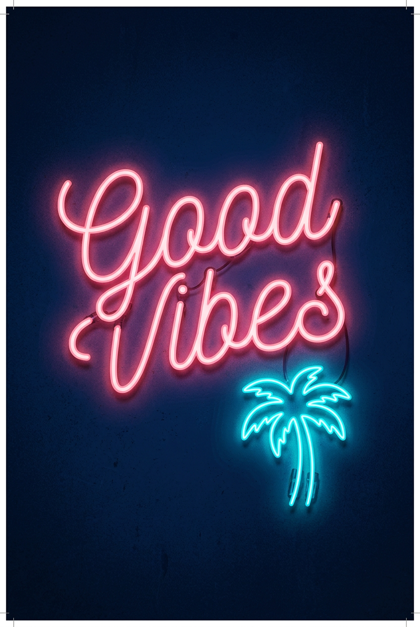 Affiche Chambre Ado Néon Good Vibes - Poster Néon